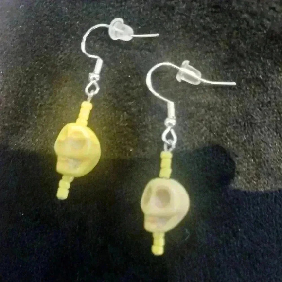 Turquoise skull 925 earrings handmade - Picture 2 of 2